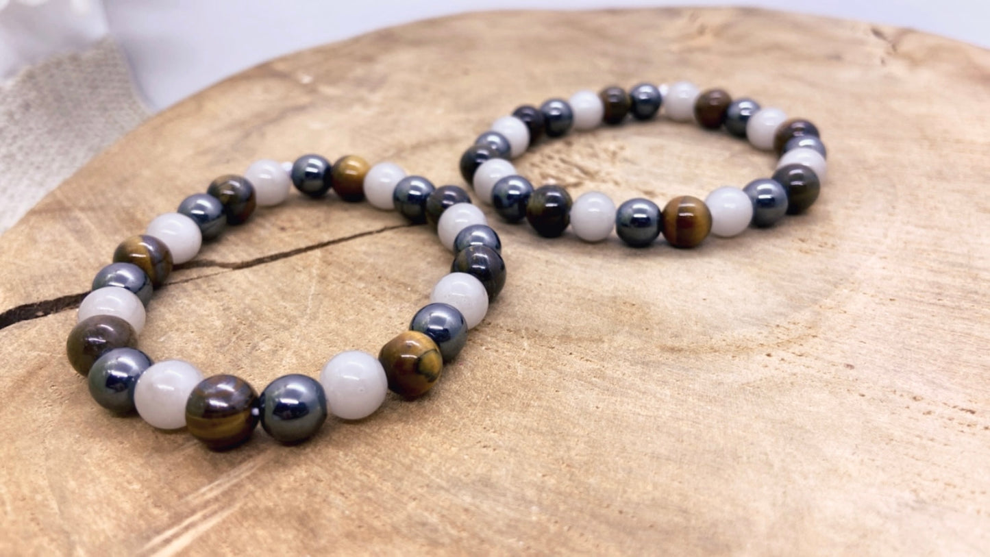 Bracelet en pierre naturelle Hématite et Oeil de Tigre