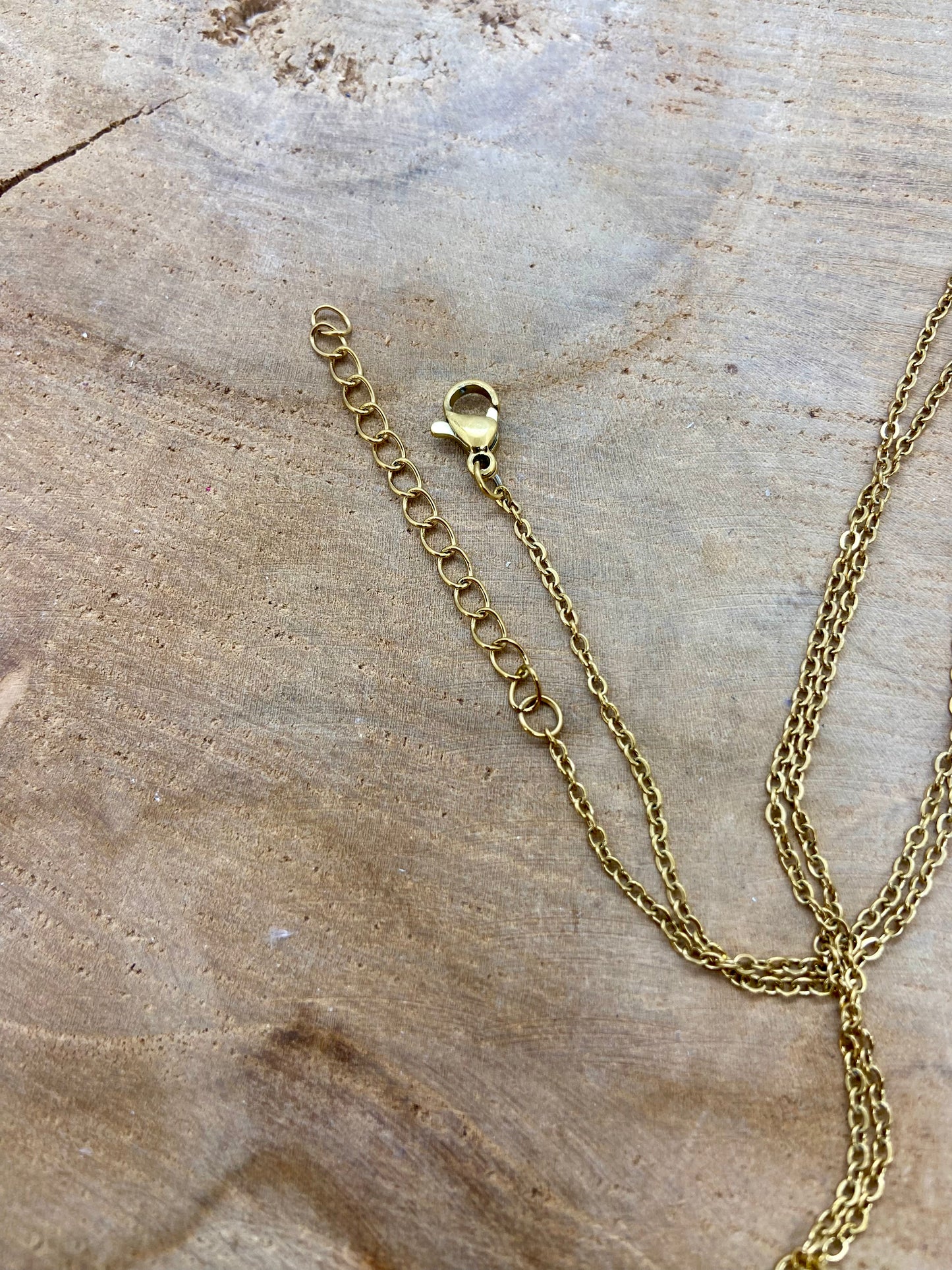 Petite chaîne En acier inoxydable doré, pendentif, cristal bohème chic