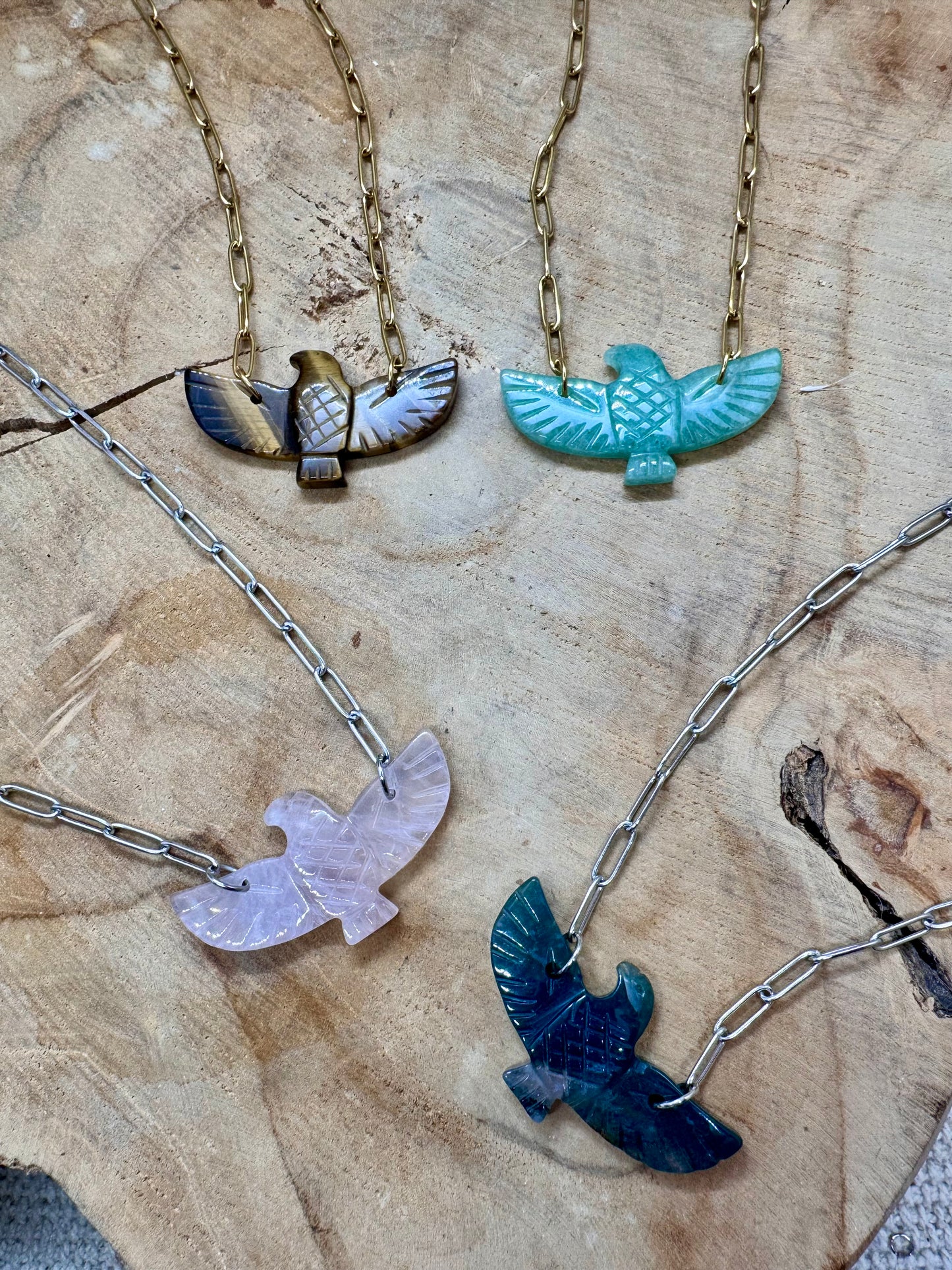 Colliers chaîne pendentif Aigle en Pierre Naturelle Véritable