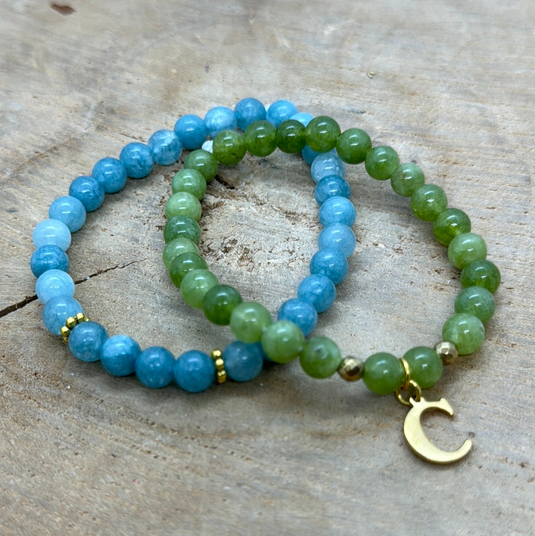 Bracelets en pierre naturelle de naissance avec initiales personnalisables
