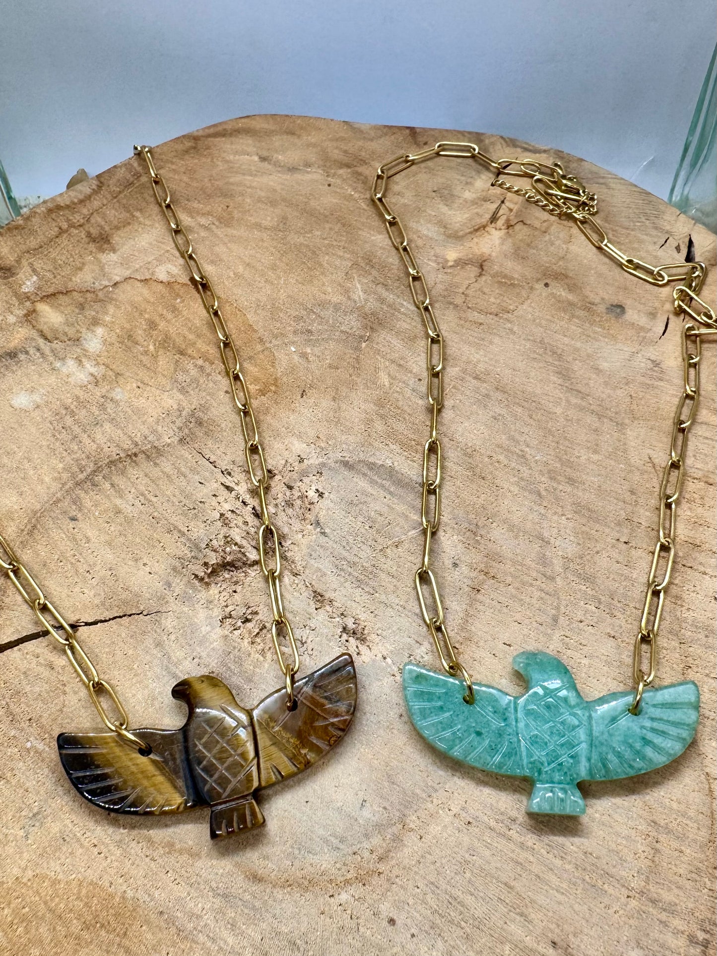 Colliers chaîne pendentif Aigle en Pierre Naturelle Véritable