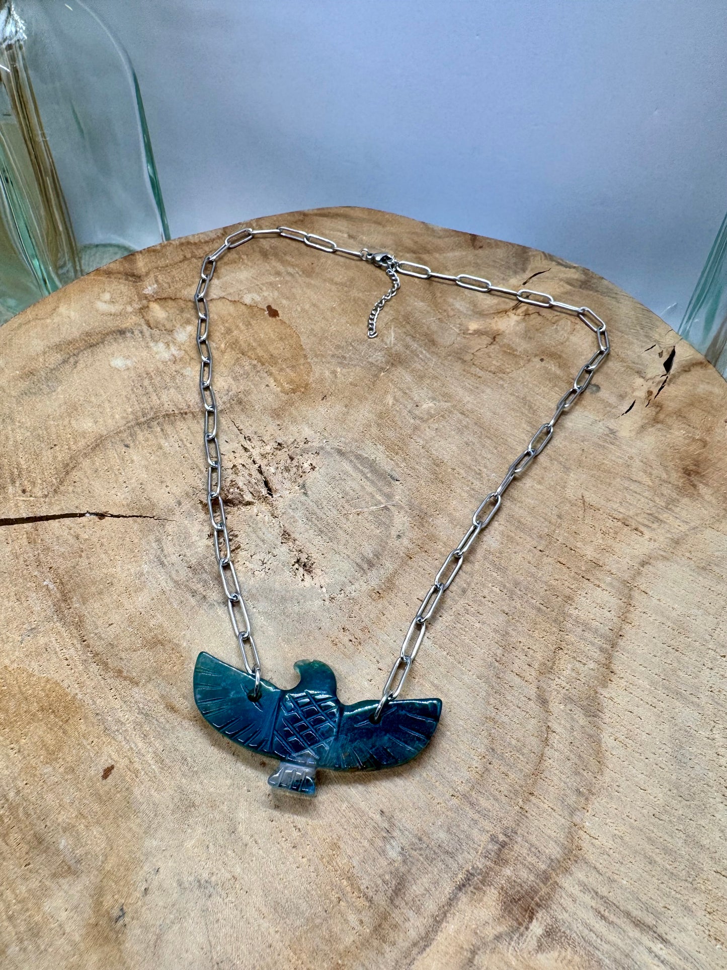 Colliers chaîne pendentif Aigle en Pierre Naturelle Véritable