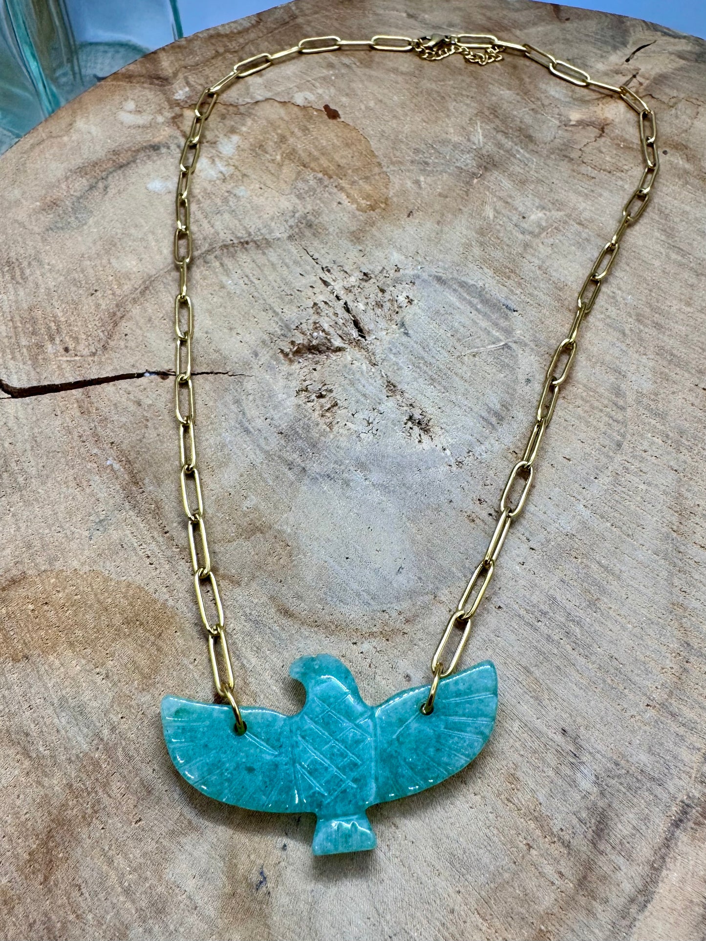 Colliers chaîne pendentif Aigle en Pierre Naturelle Véritable