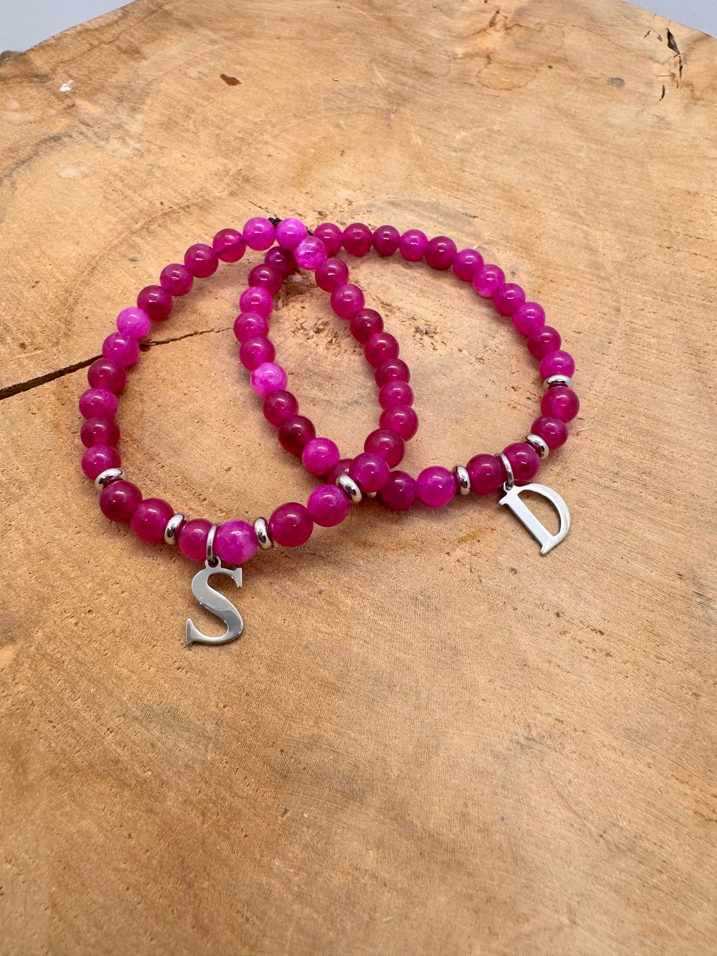 Bracelets en pierre naturelle de naissance avec initiales personnalisables