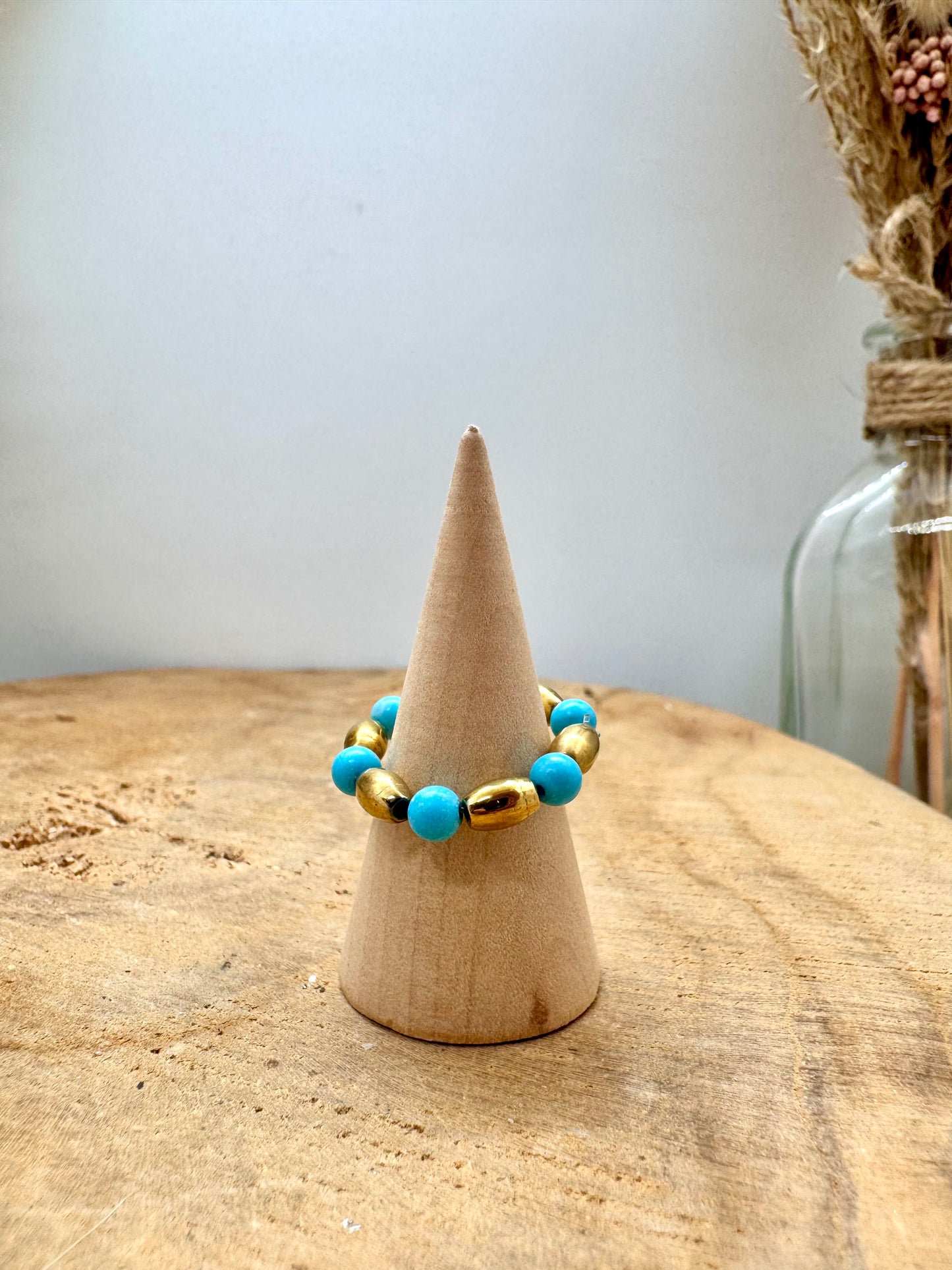 Collection bracelets et bagues fines – Pierre naturelle & acier inoxydable doré