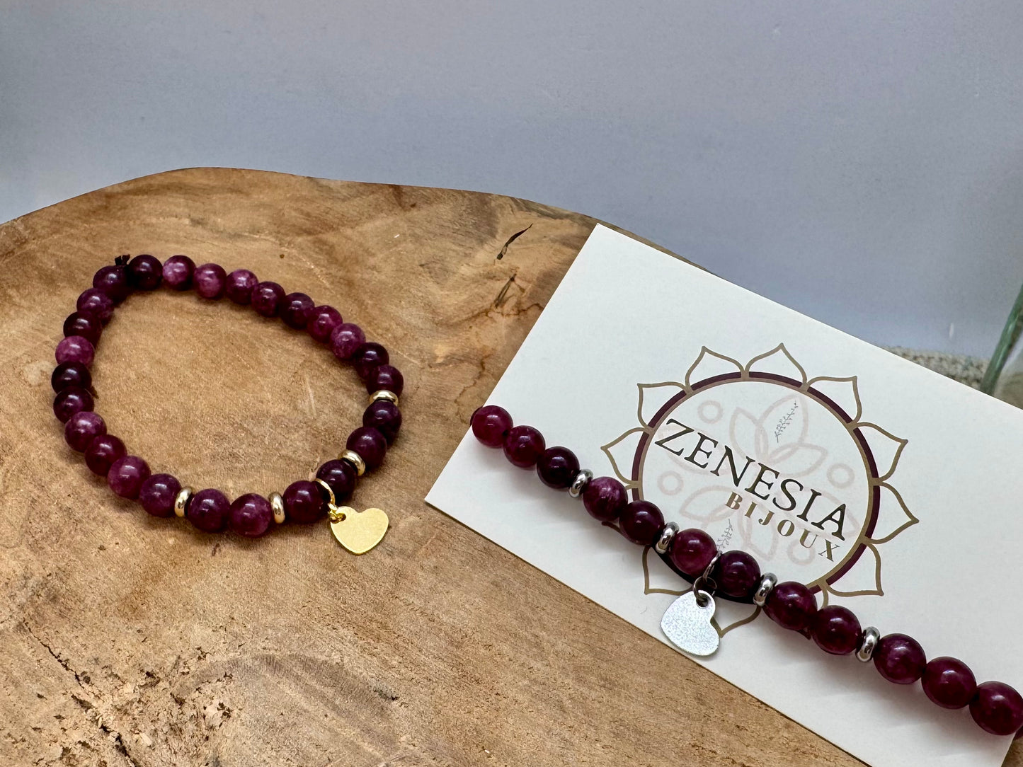 Bracelets en pierre naturelle de naissance avec initiales personnalisables