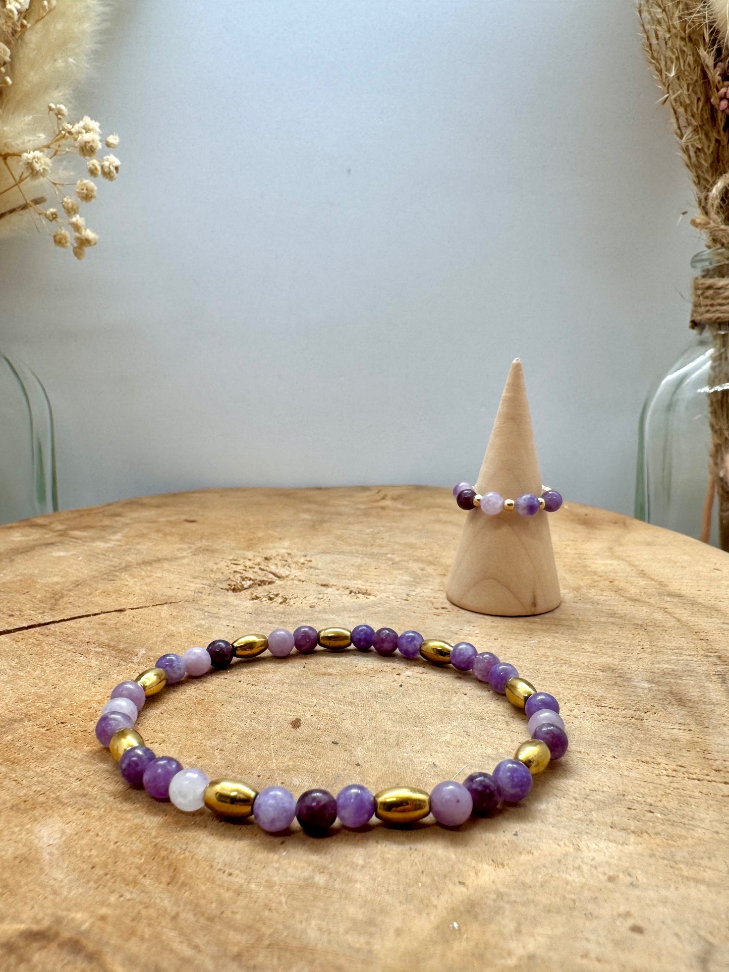 Collection bracelets et bagues fines – Pierre naturelle & acier inoxydable doré