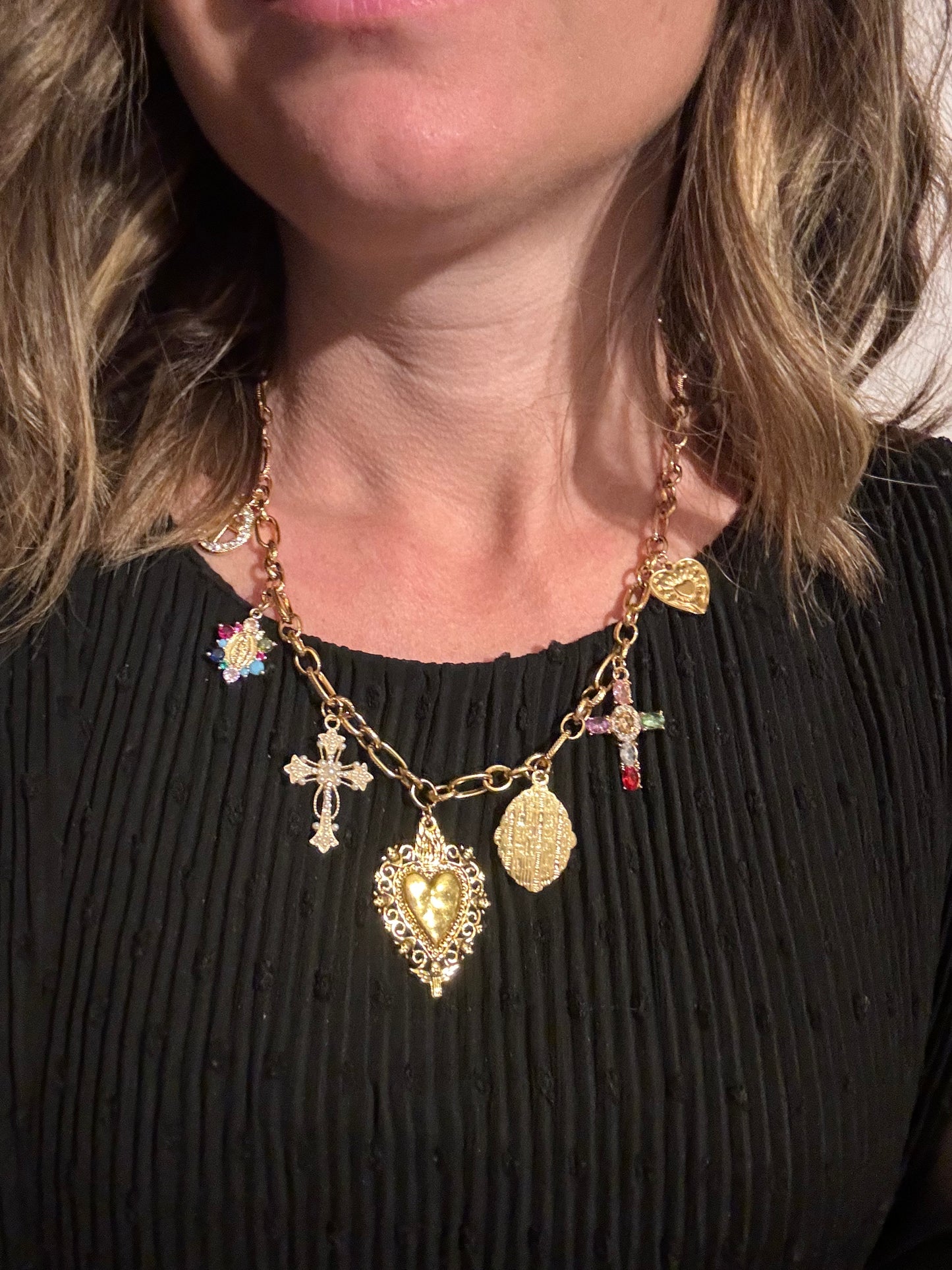 Collier pièce unique avec talisman et cœur Ex Voto