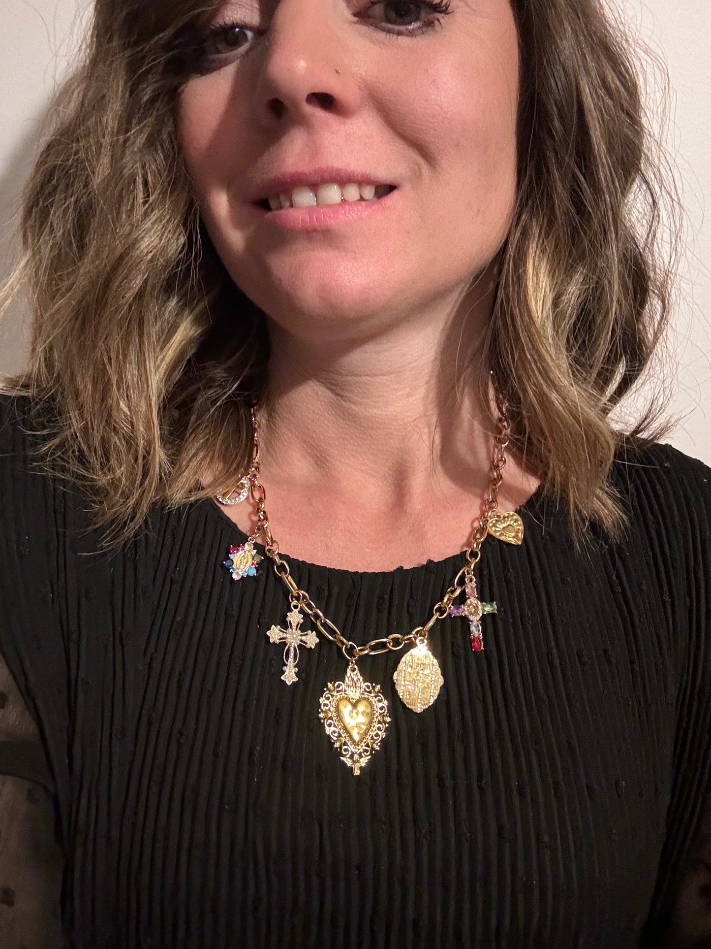 Collier pièce unique avec talisman et cœur Ex Voto