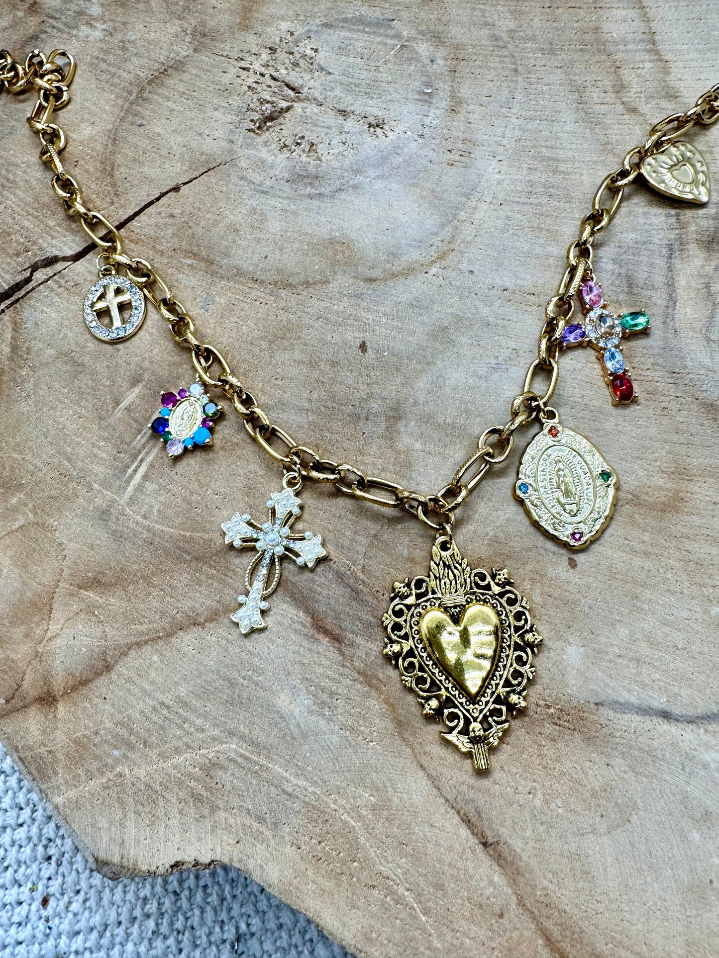 Collier pièce unique avec talisman et cœur Ex Voto