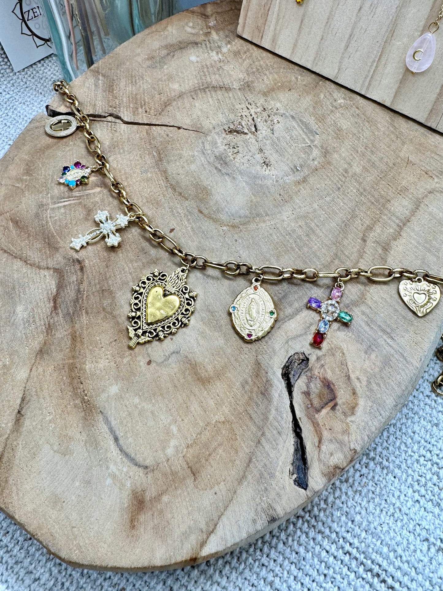 Collier pièce unique avec talisman et cœur Ex Voto