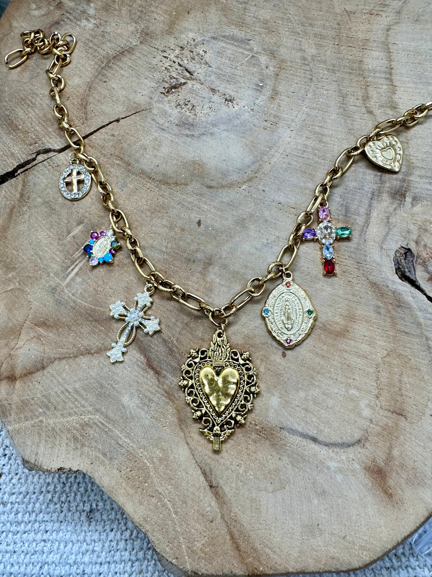 Collier pièce unique avec talisman et cœur Ex Voto