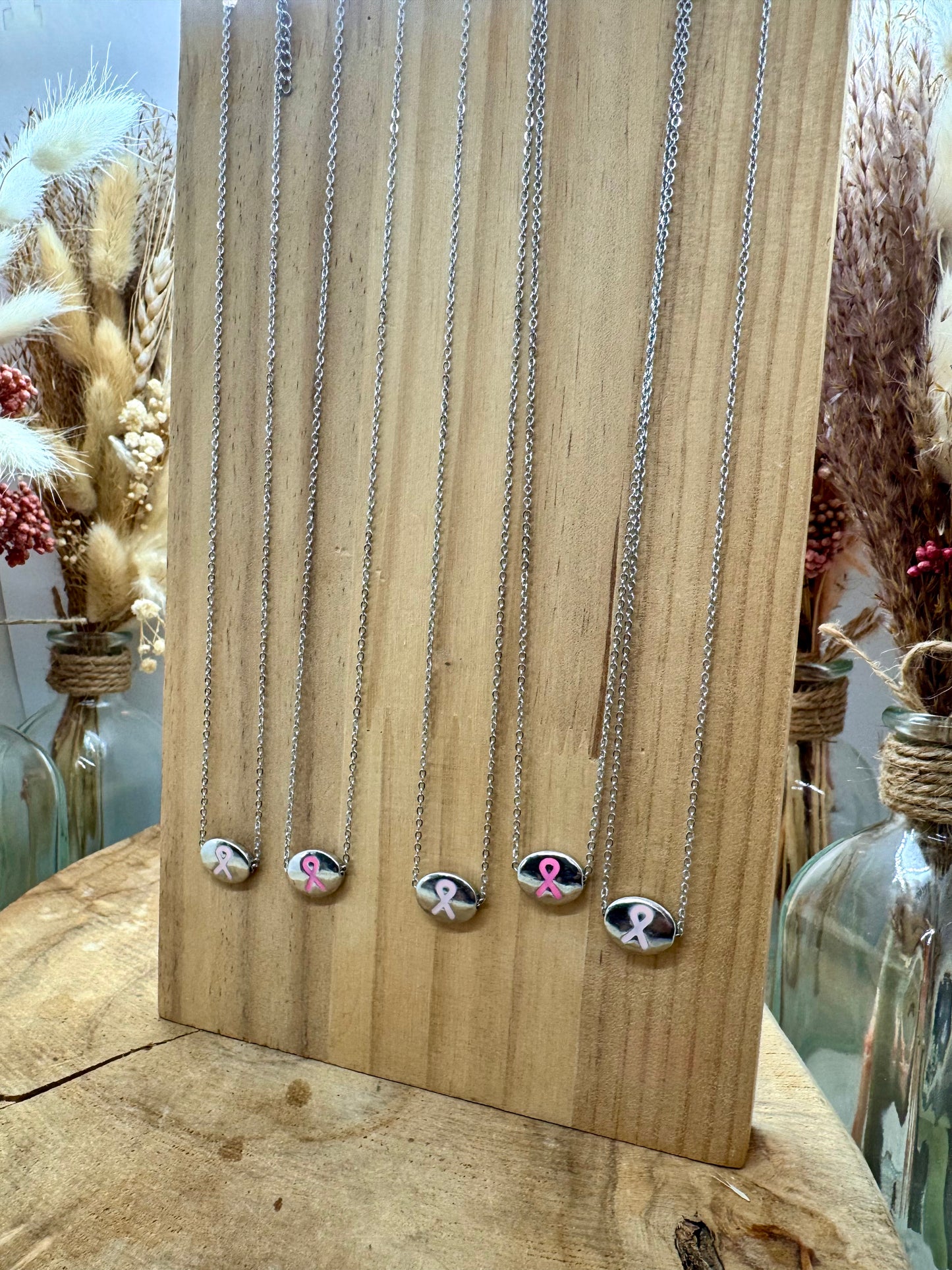 Collier Ruban Rose – Édition Solidaire Octobre Rose