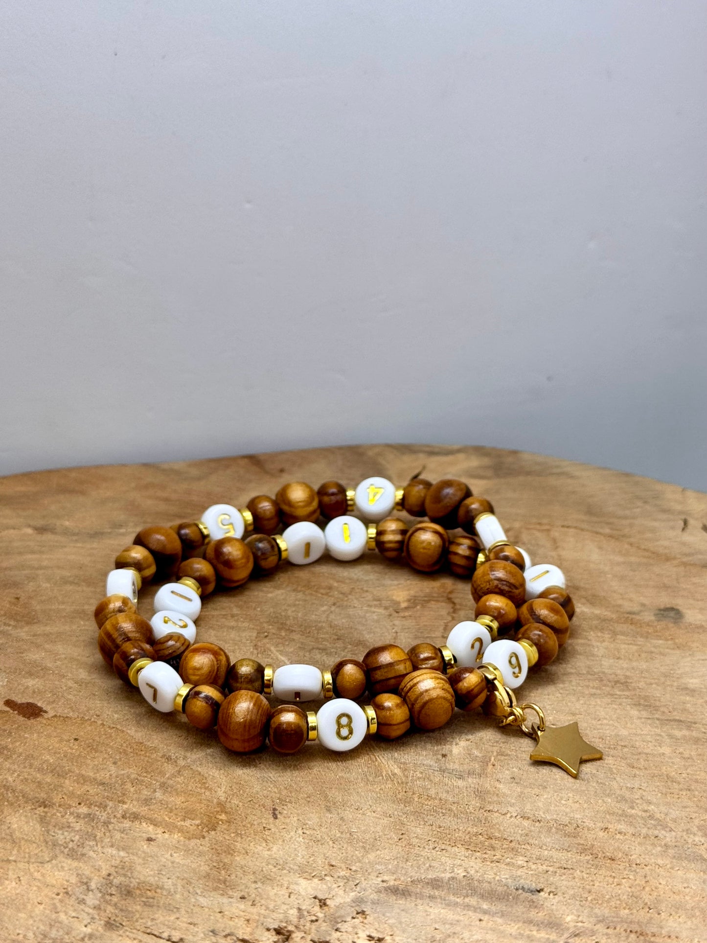 Bracelet d’allaitement en bois avec Breloque Étoile Acier Inoxydable