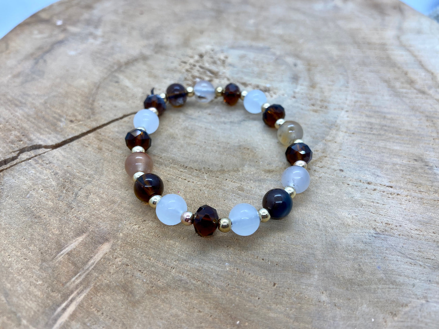 Bracelets Agate et Verre breloque au choix couleurs d’automne