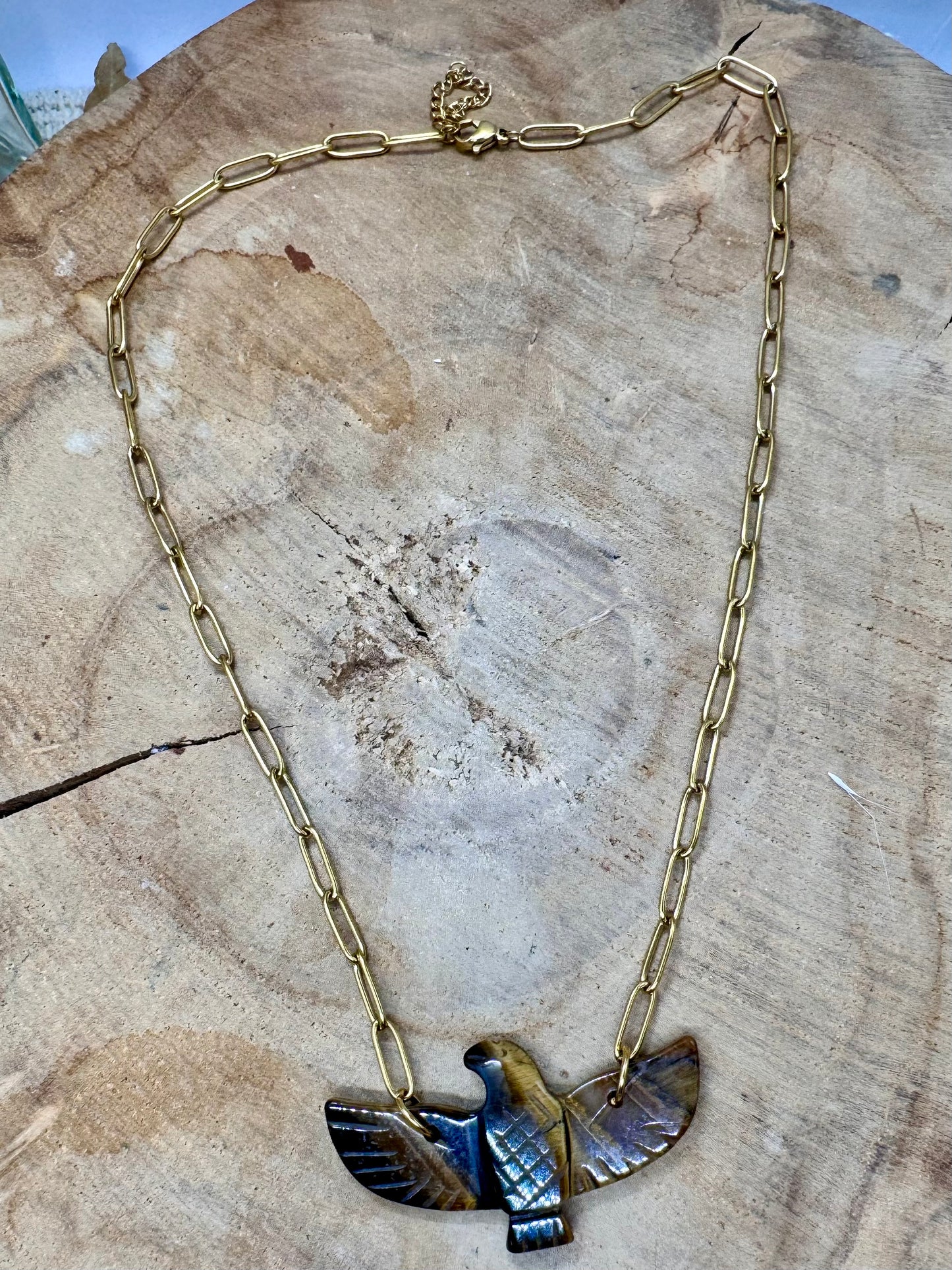 Colliers chaîne pendentif Aigle en Pierre Naturelle Véritable