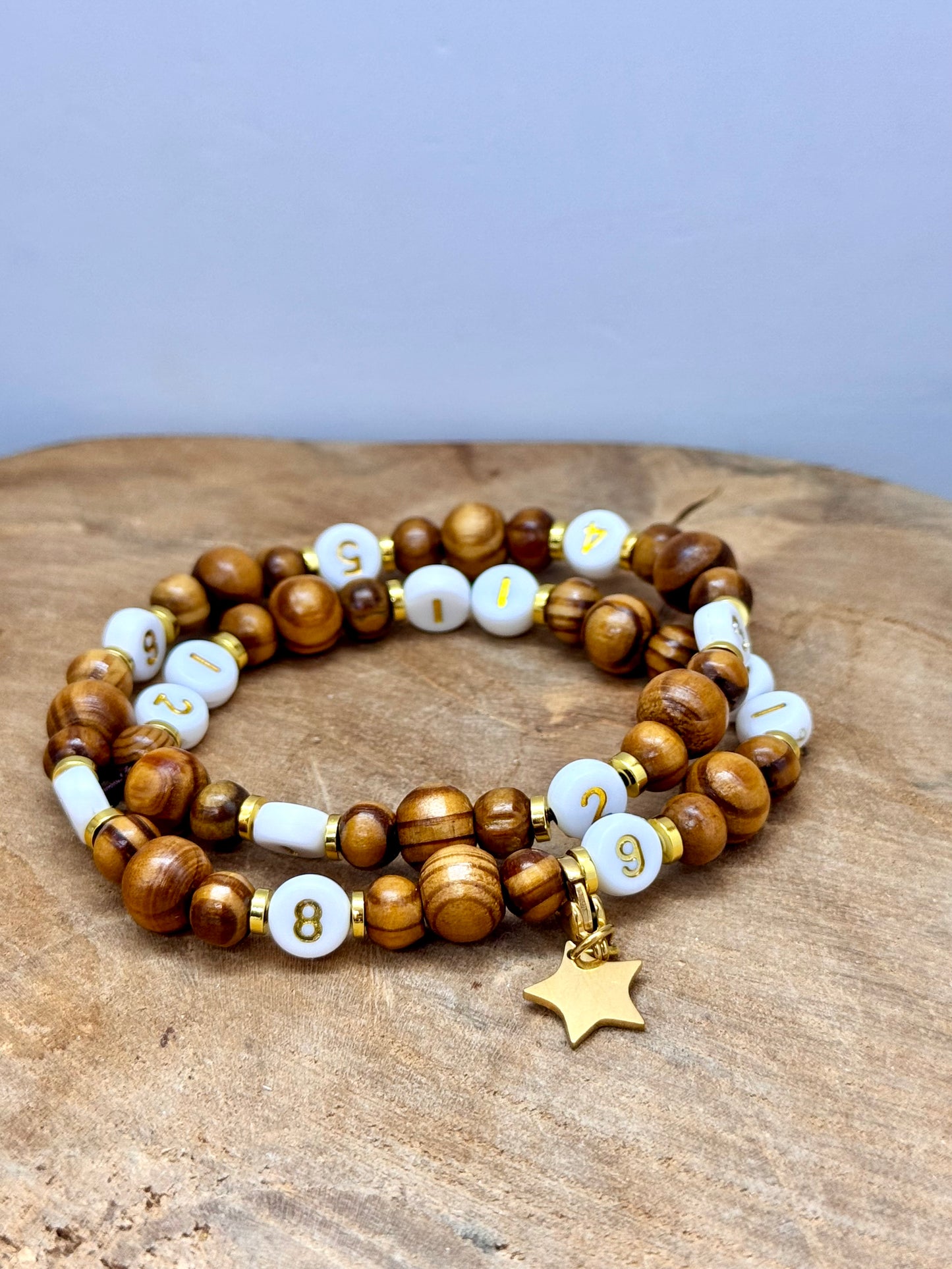Bracelet d’allaitement en bois avec Breloque Étoile Acier Inoxydable