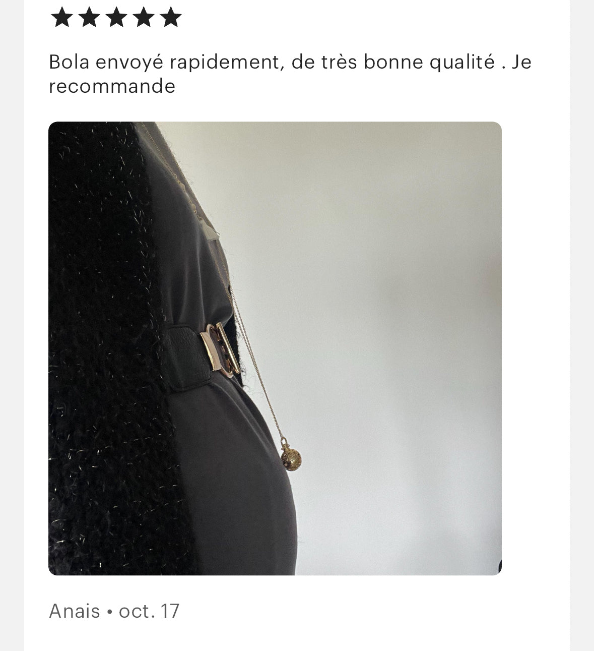 Bola de grossesse doré chaîne en inox et breloques