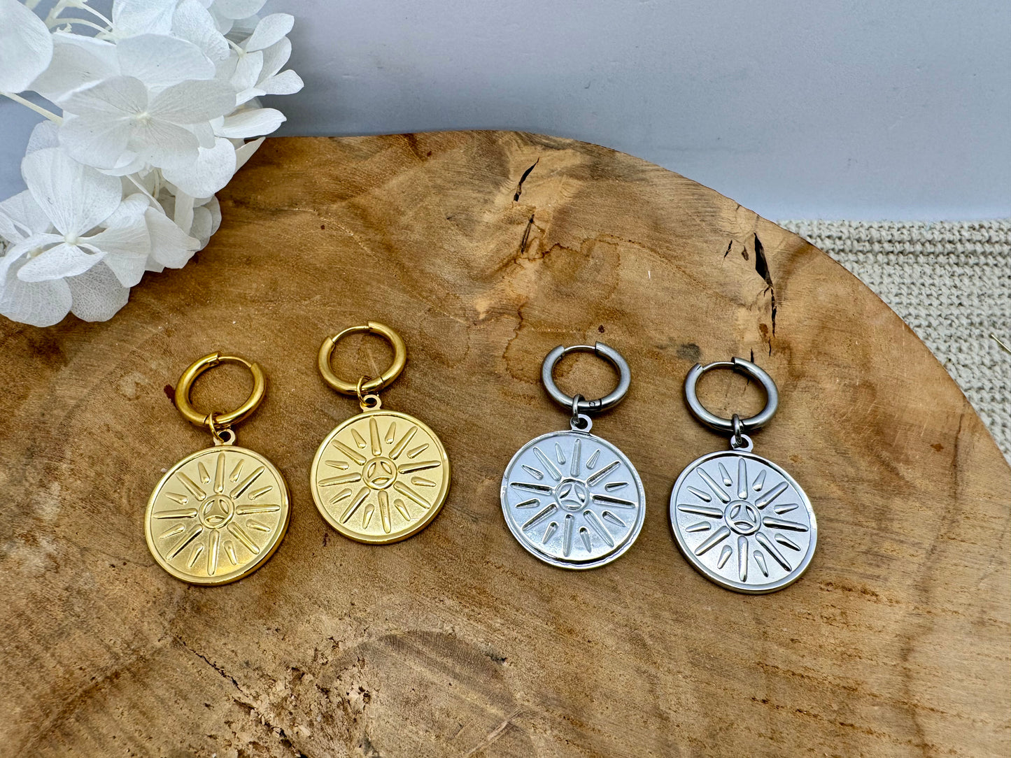 Boucles d’oreilles, acier inoxydable, thème Galaxie et astronomie