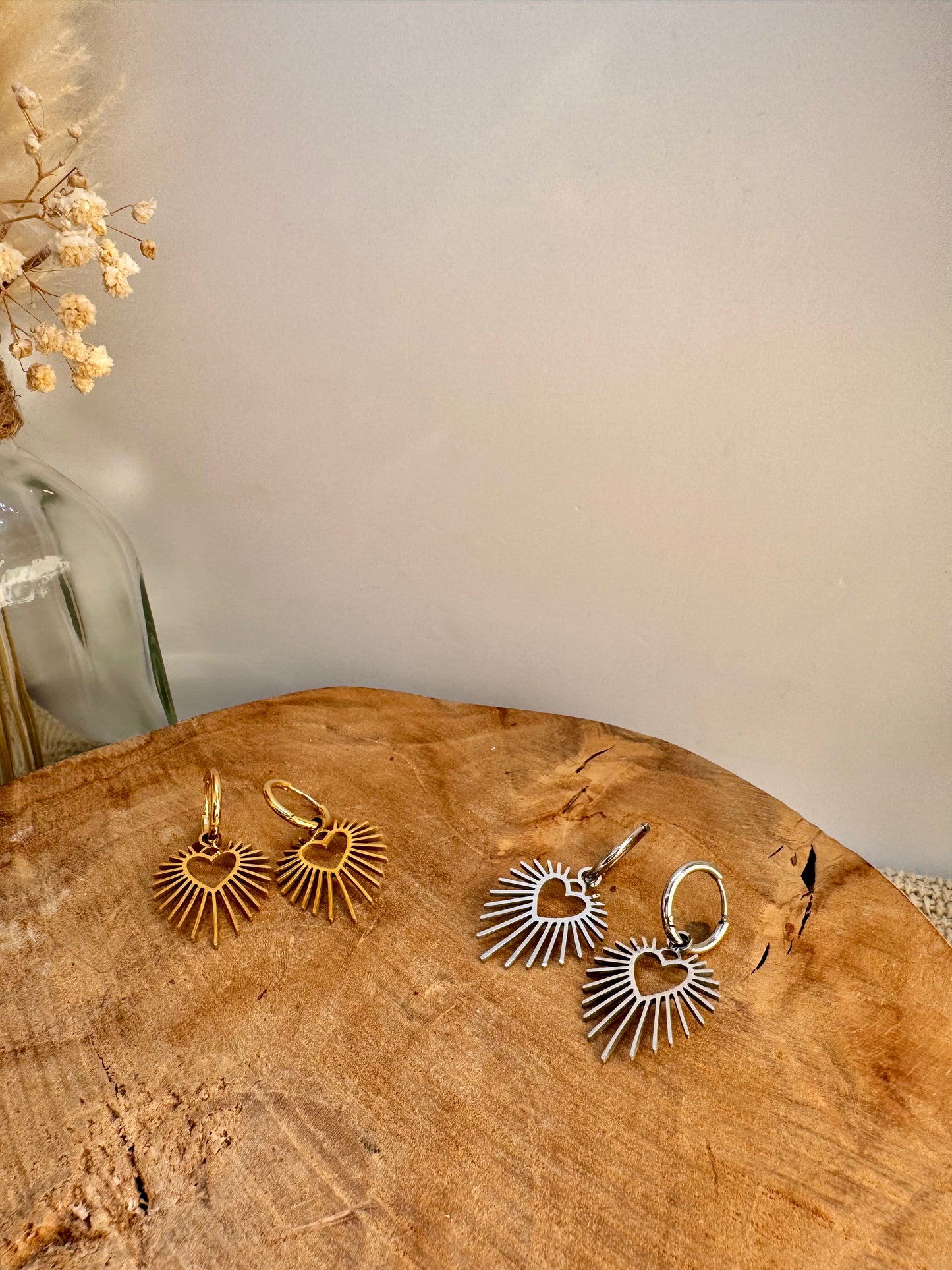 Boucles d’oreilles créoles Cœur Ex-Voto Acier Inoxydable