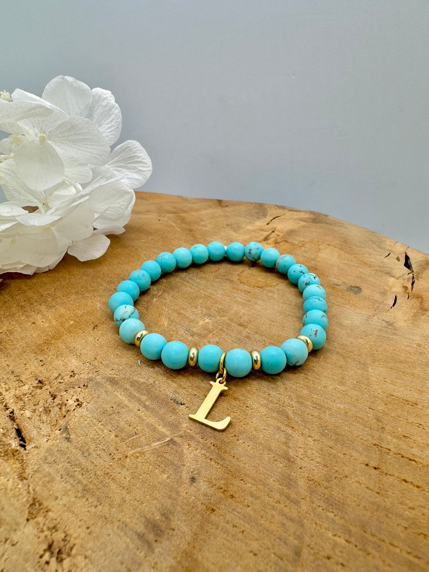 Bracelets en pierre naturelle de naissance avec initiales personnalisables