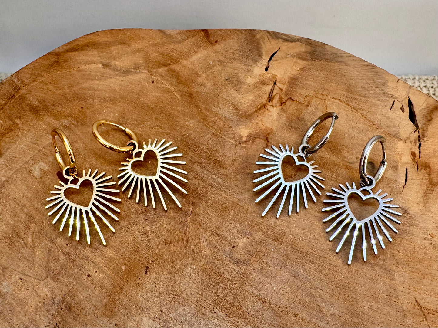 Boucles d’oreilles créoles Cœur Ex-Voto Acier Inoxydable
