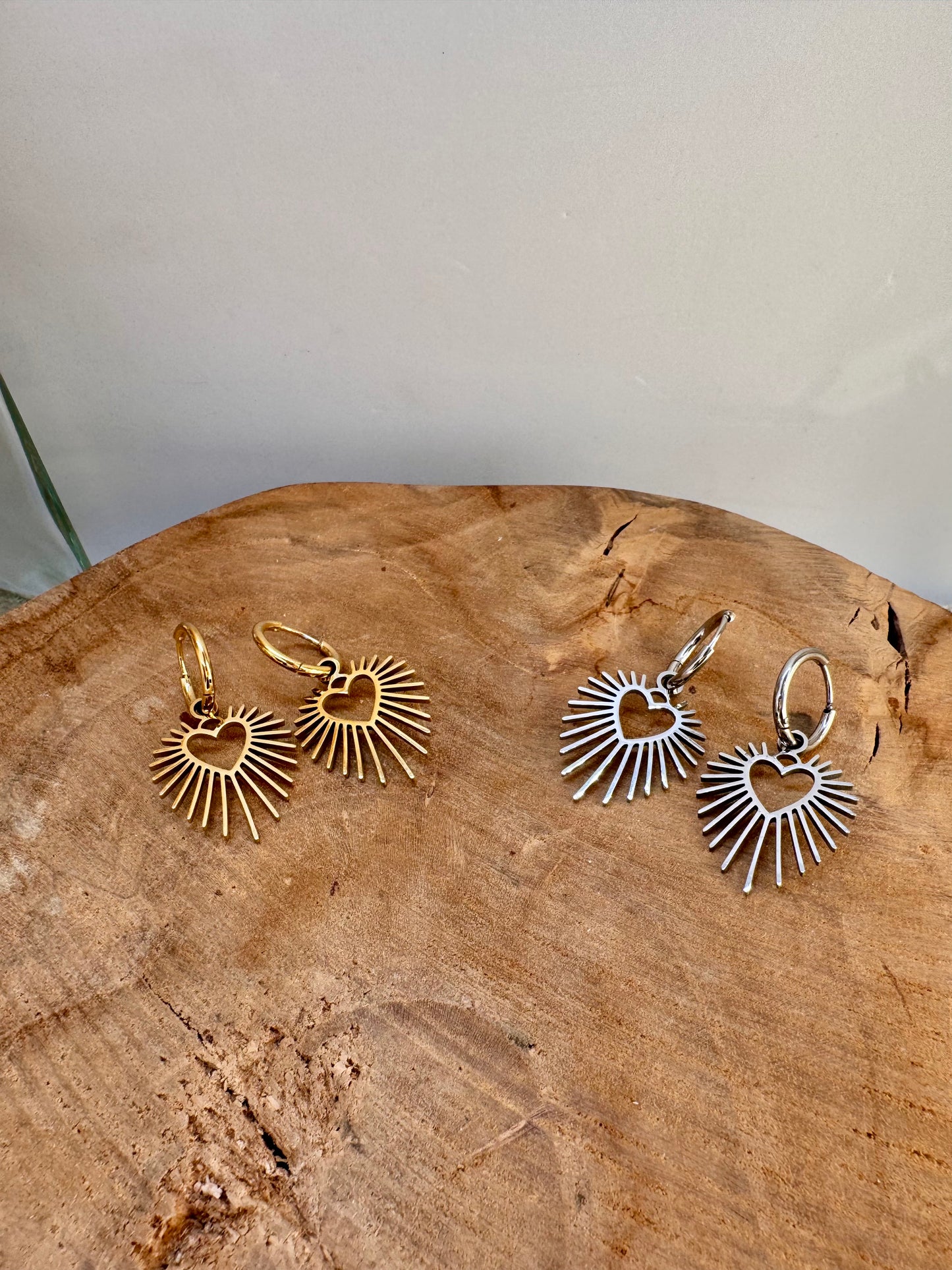Boucles d’oreilles créoles Cœur Ex-Voto Acier Inoxydable
