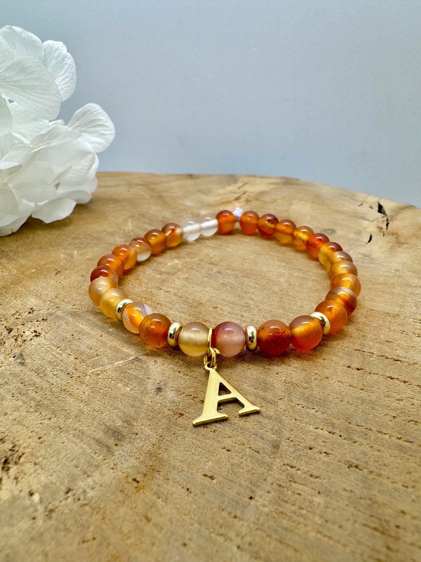 Bracelets en pierre naturelle de naissance avec initiales personnalisables