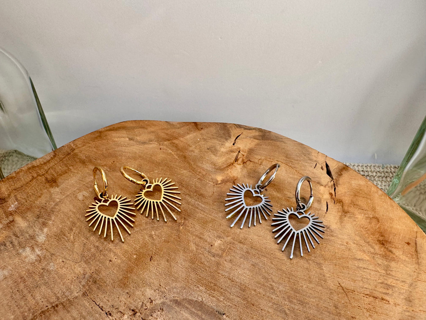 Boucles d’oreilles créoles Cœur Ex-Voto Acier Inoxydable