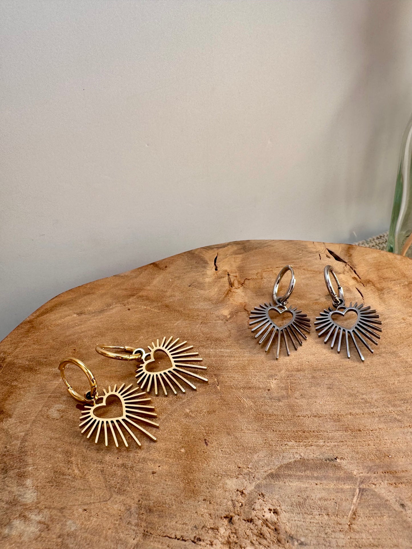 Boucles d’oreilles créoles Cœur Ex-Voto Acier Inoxydable