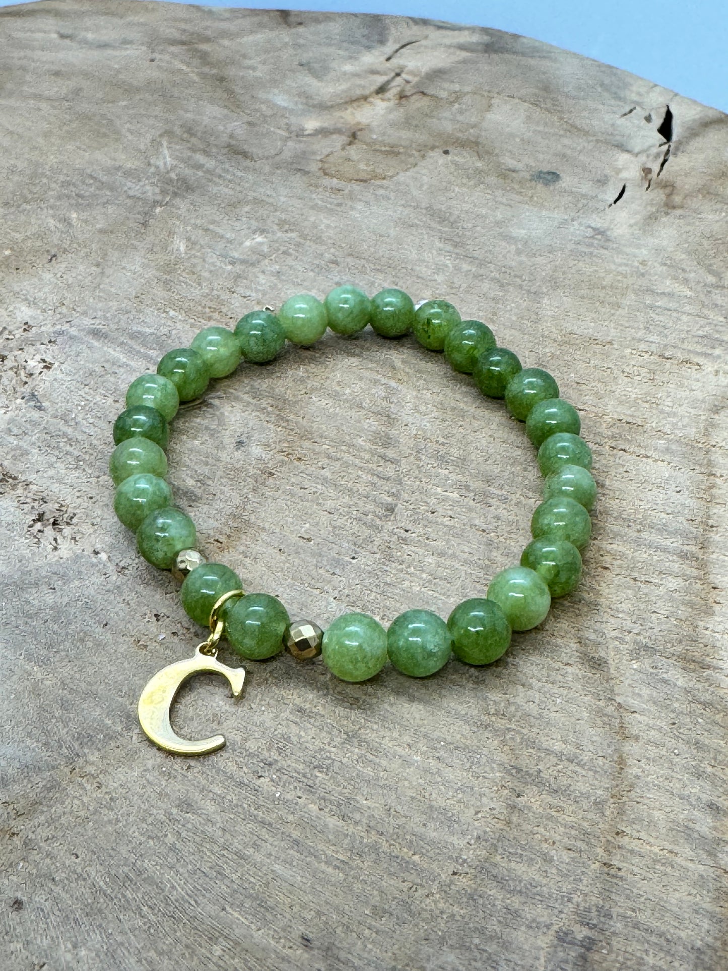 Bracelets en pierre naturelle de naissance avec initiales personnalisables