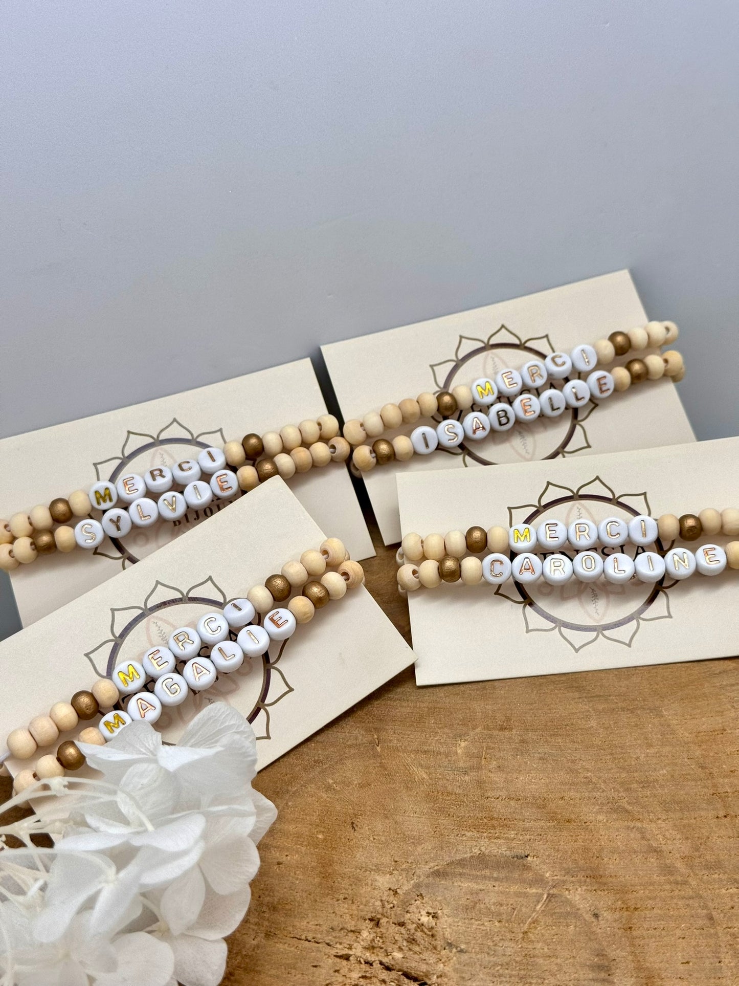 Cadeau remerciement maîtresse / nounou / Bracelets à Message Prénom