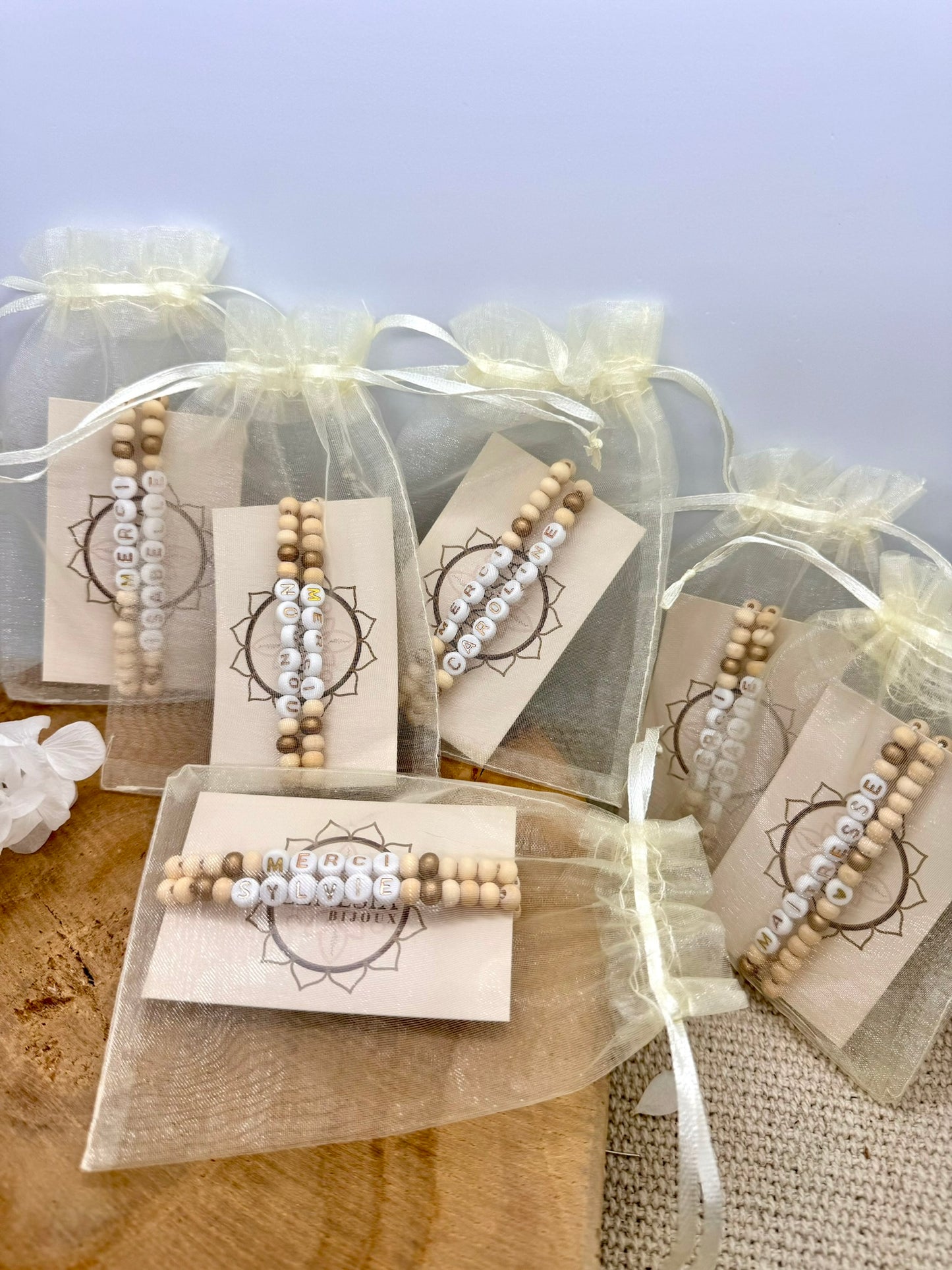 Cadeau remerciement maîtresse / nounou / Bracelets à Message Prénom