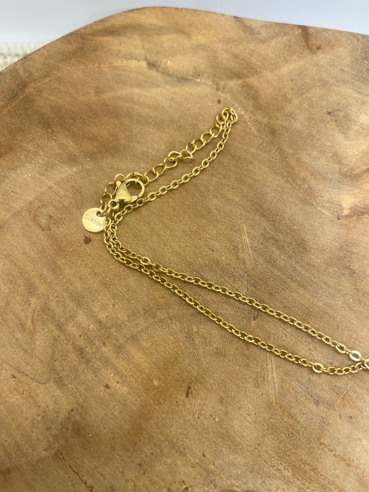 Bola de grossesse doré chaîne en inox et breloques