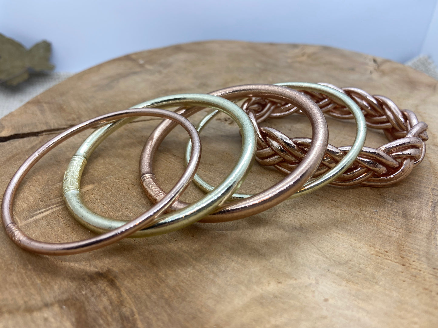 Bracelets joncs bouddhistes véritables couleurs Or Rose