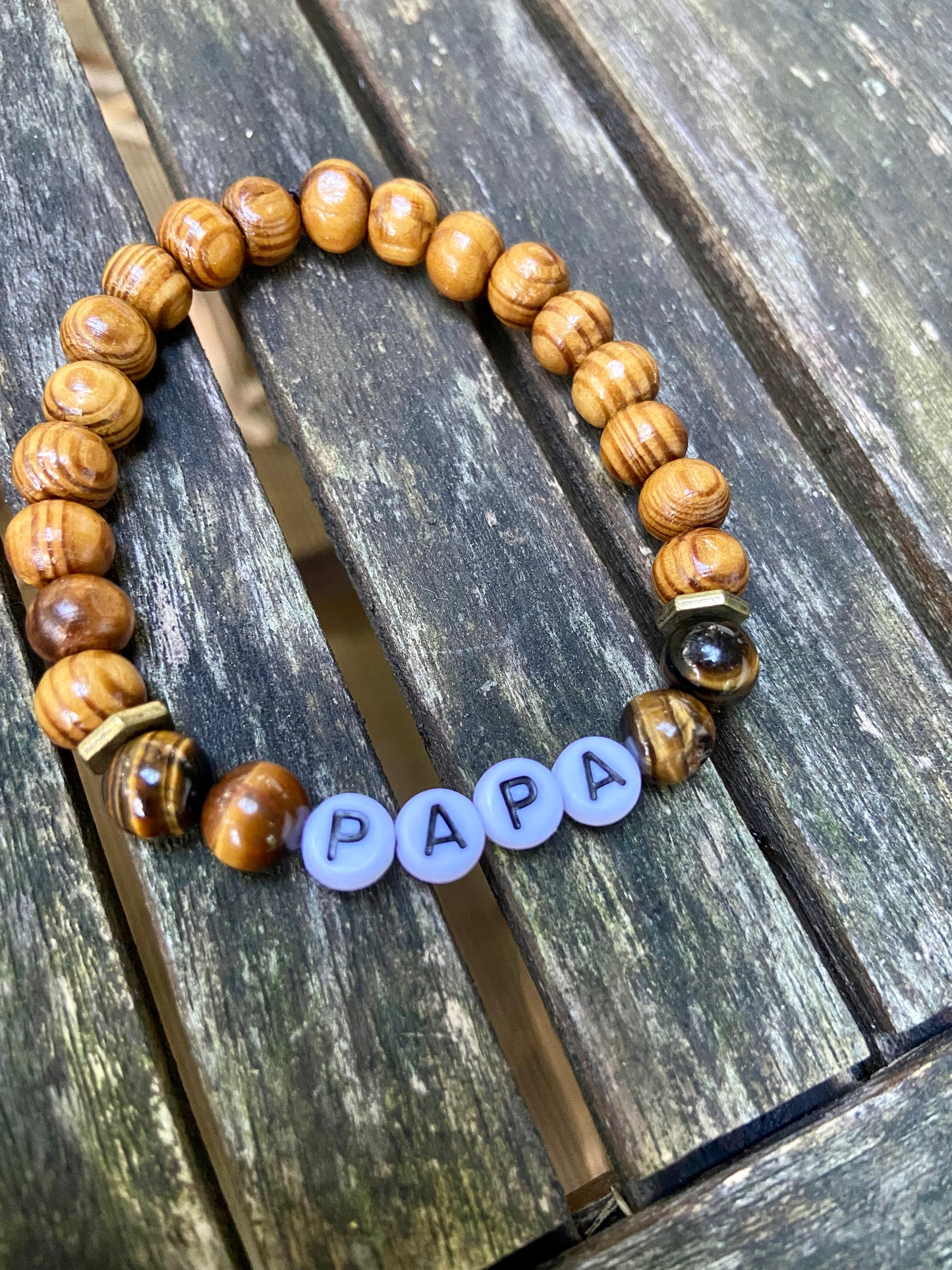 Bracelet Bois et Pierre Oeil de Tigre