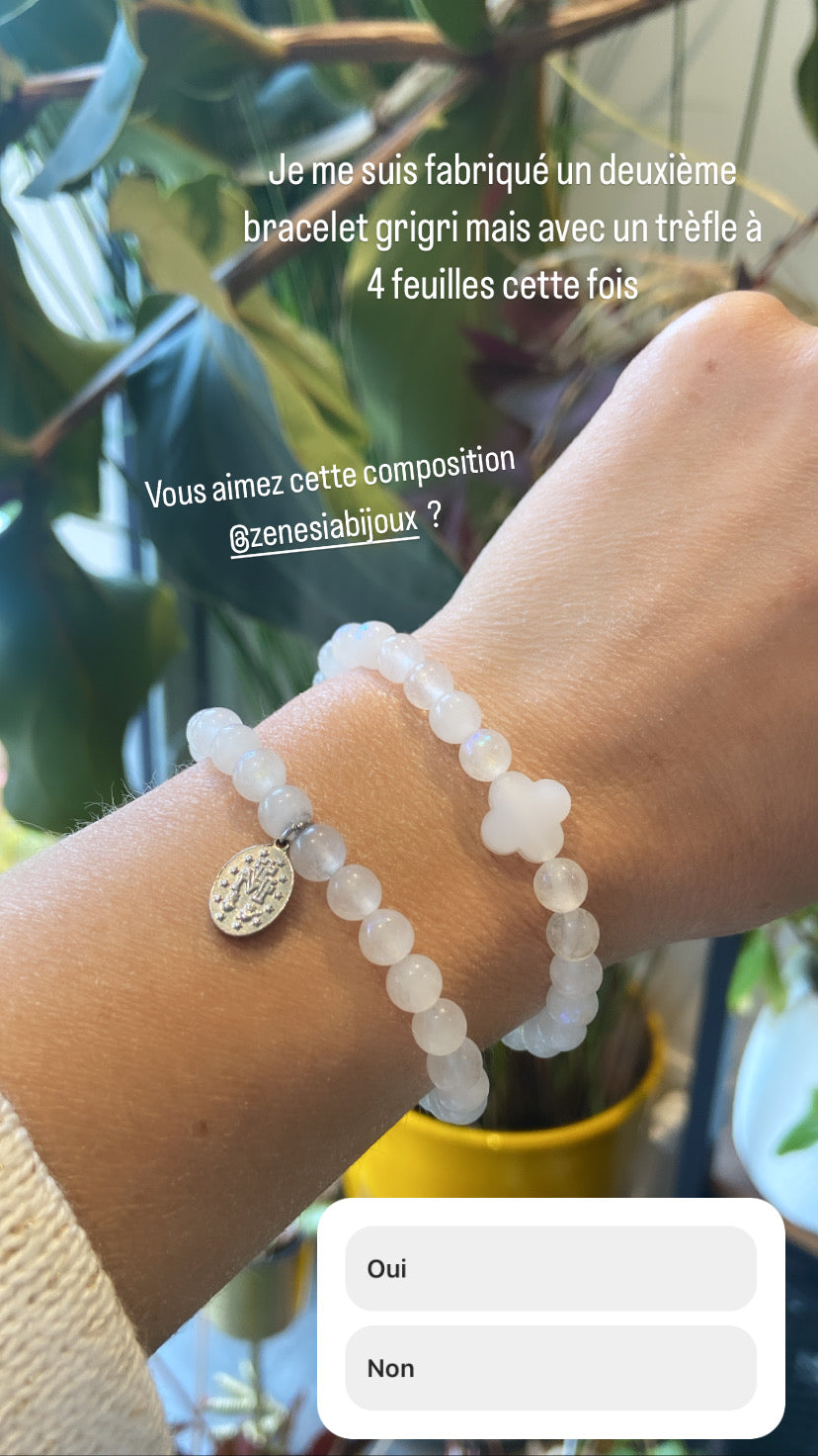 Bracelets Trèfle à 4 feuilles en Pierre Naturelle Porte Bonheur