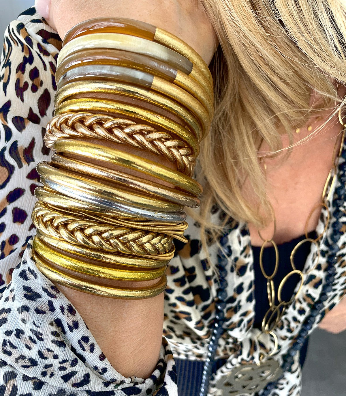 Bracelets joncs bouddhistes véritables couleurs Or Pâle