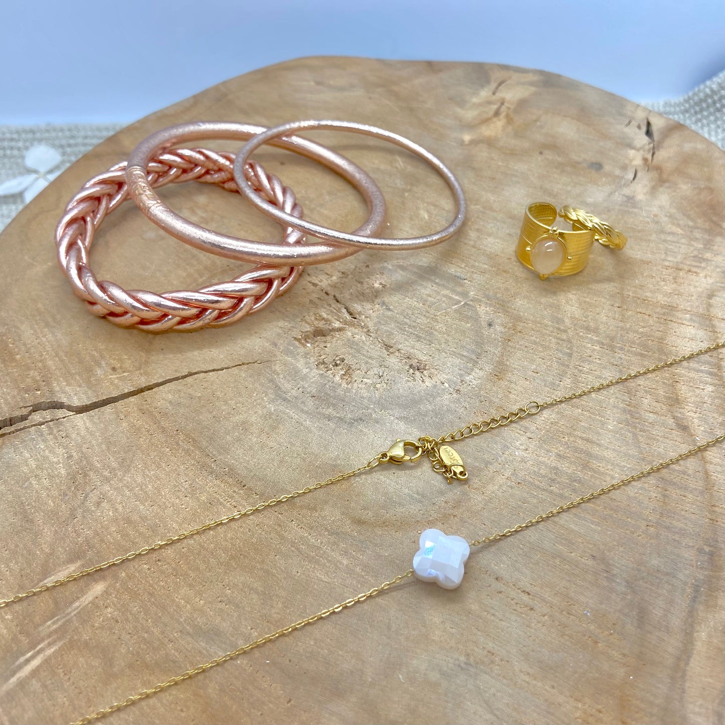 Bracelets joncs bouddhistes véritables couleurs Or Rose