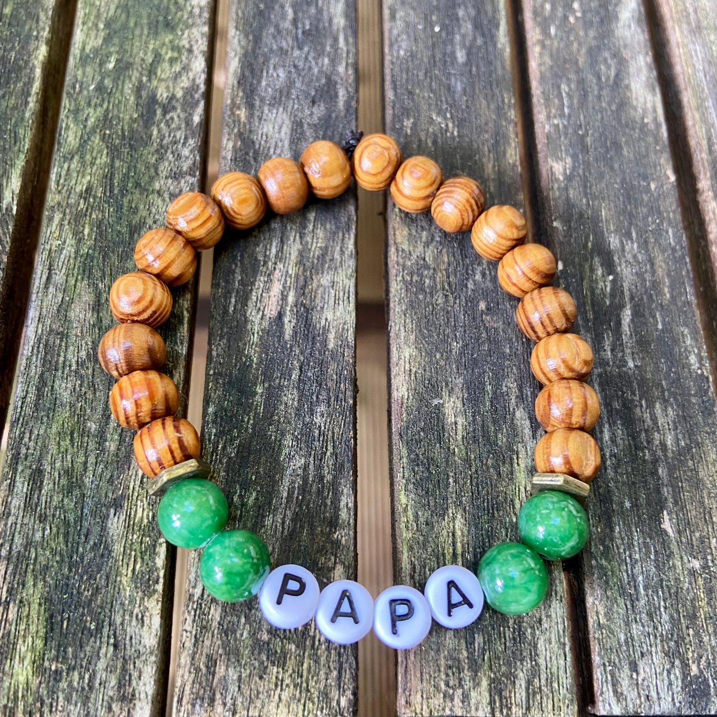 Bracelet Bois et Pierre de Jade