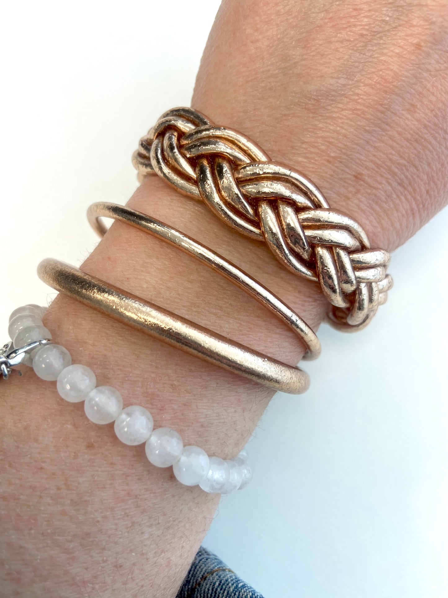 Bracelets joncs bouddhistes véritables couleurs Or Rose