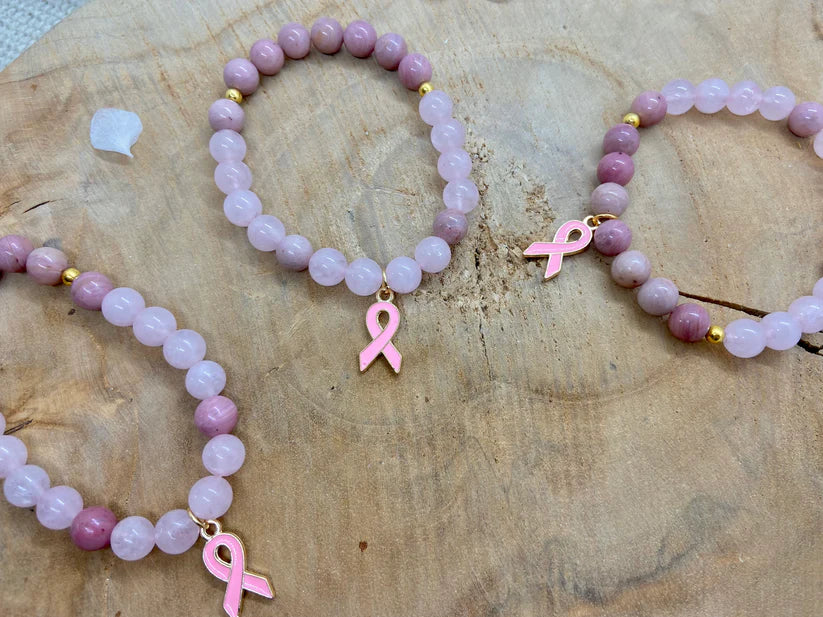 bracelet en pierre naturelle octobre, rose