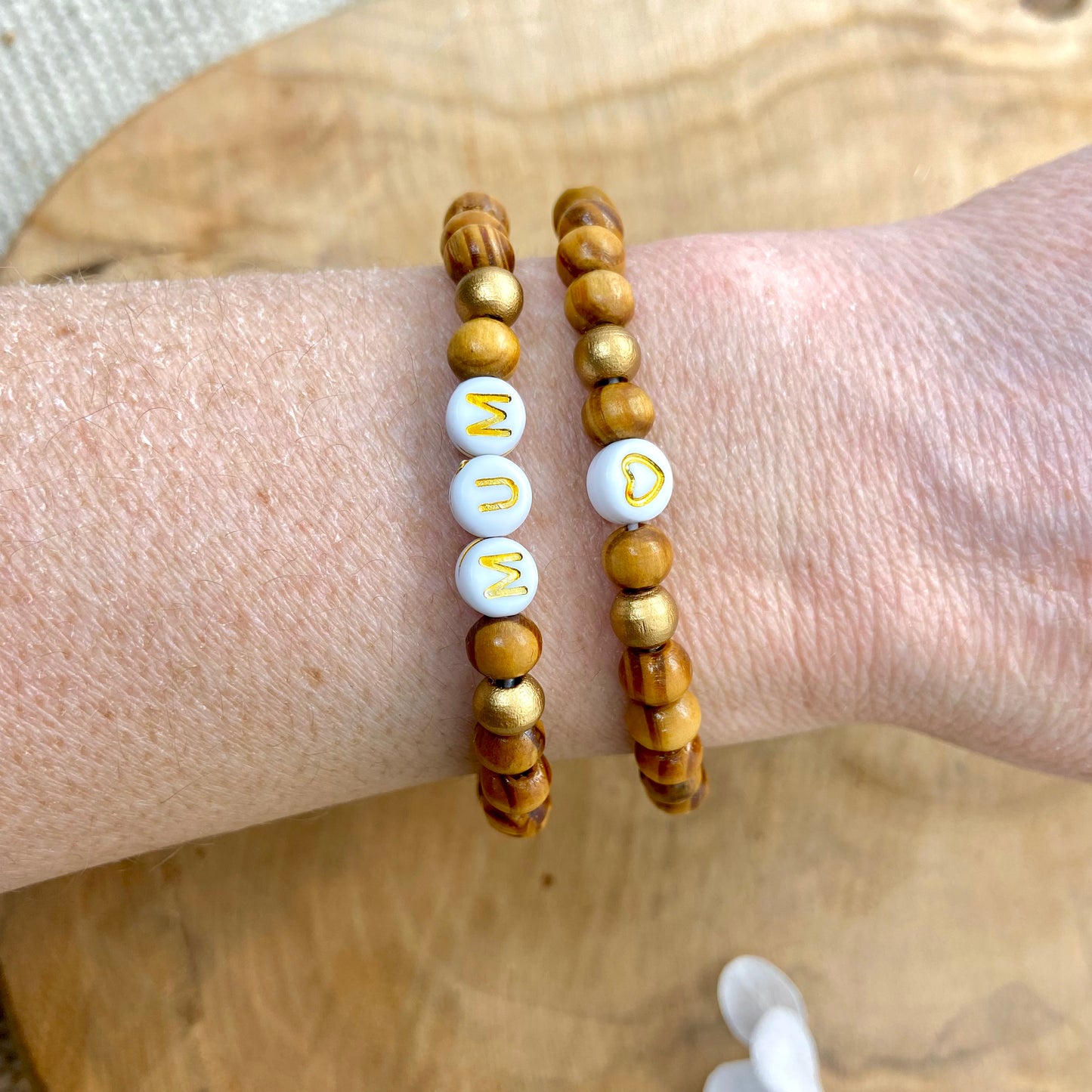 Duo de Bracelets en Bois cadeau Maman