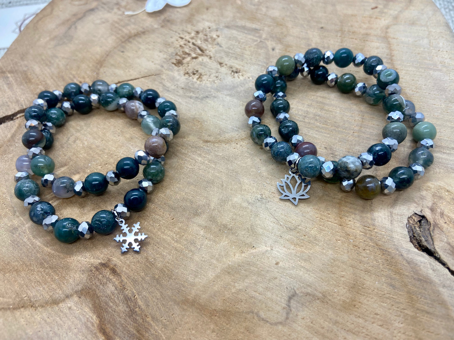 Duo de Bracelets en Agate Indienne et Strass