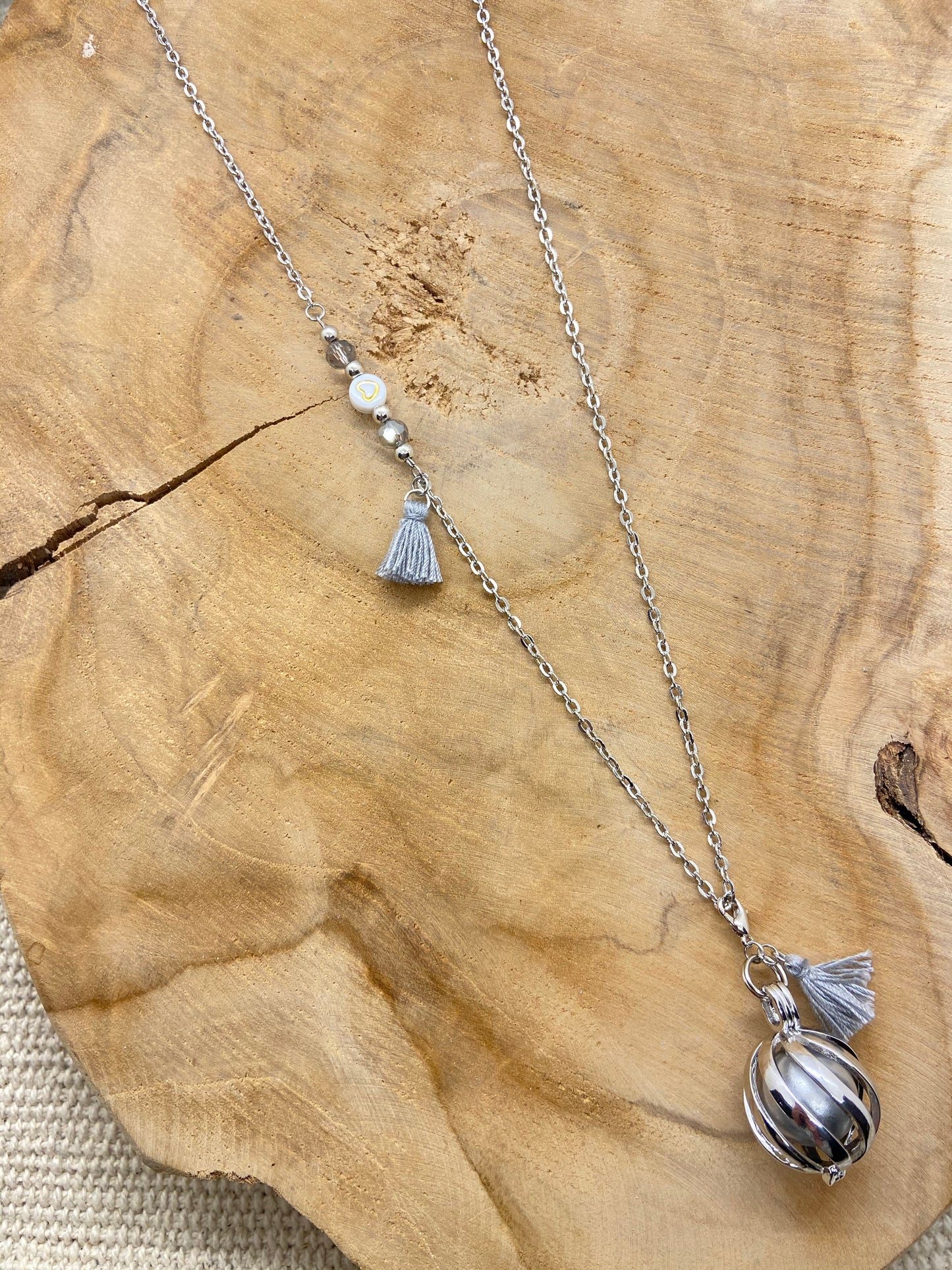 Bola de grossesse avec clochette en acier inoxydable argenté