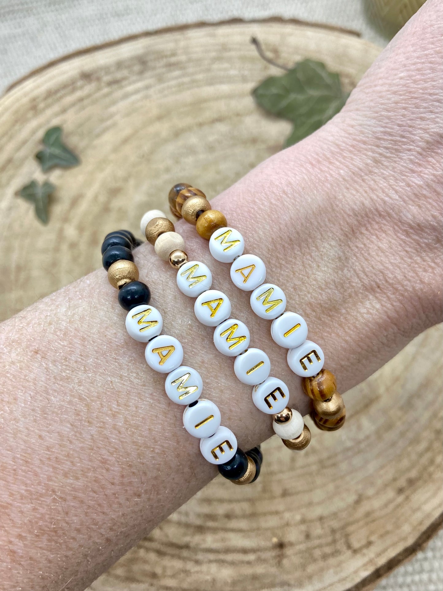 Bracelet en bois cadeau mamie grand mère