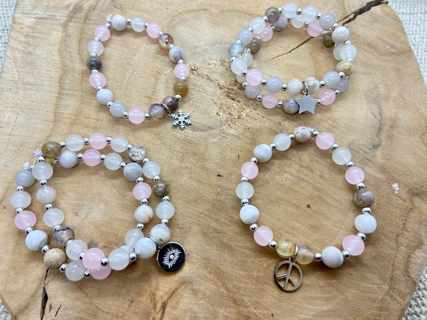 Bracelets Pierres et Verre avec charm au choix
