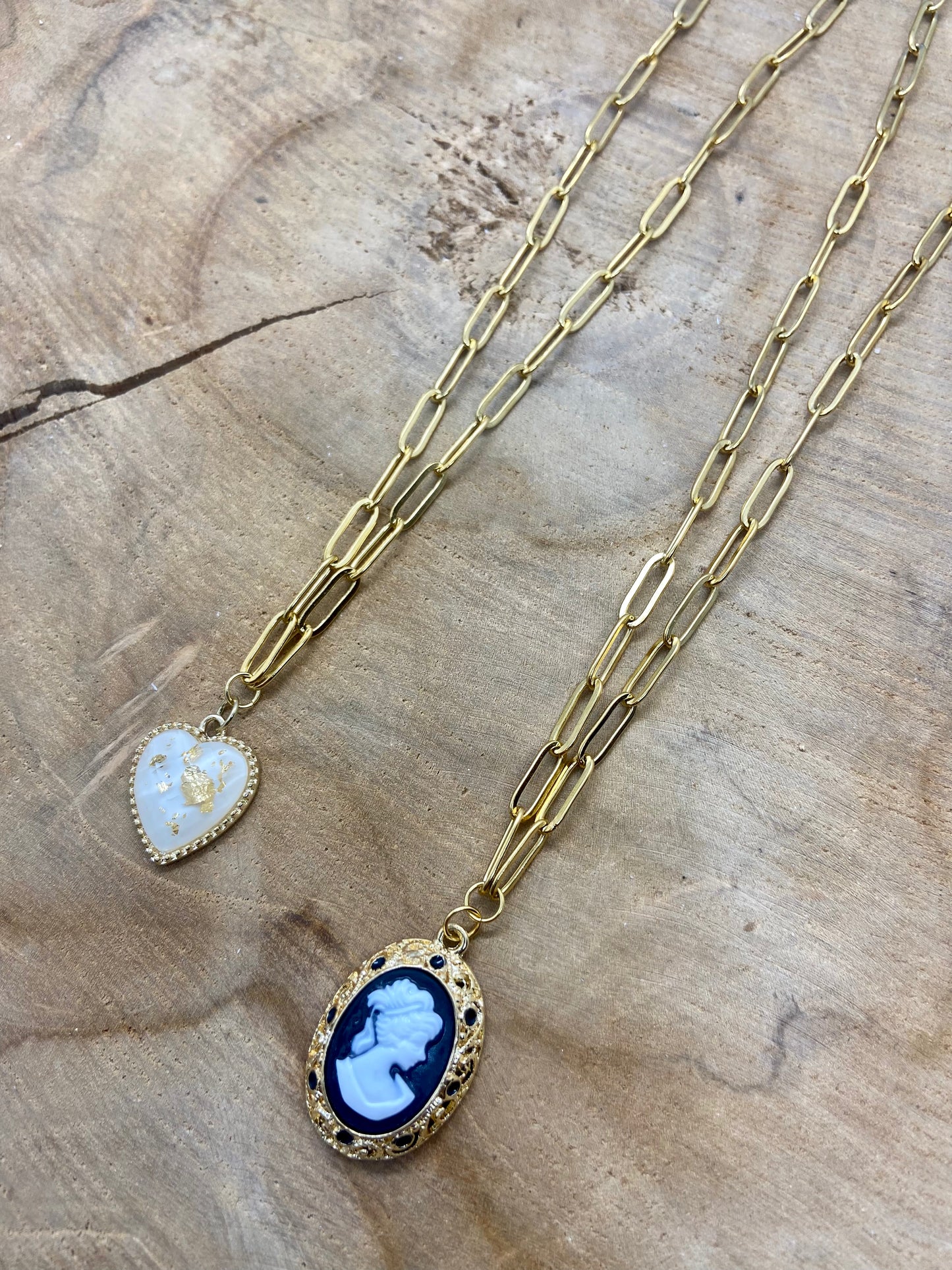 Chaînes en acier inoxydable pendentif camée Style Gothique