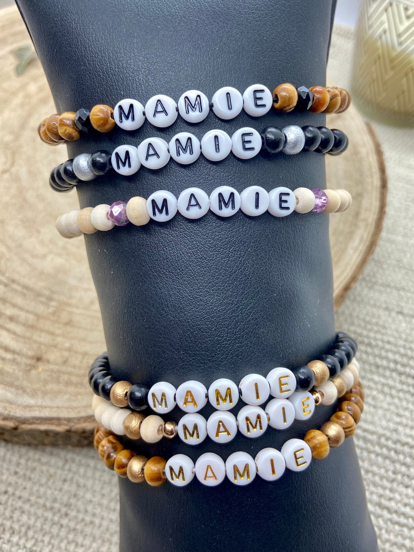 Bracelet en bois cadeau mamie grand mère