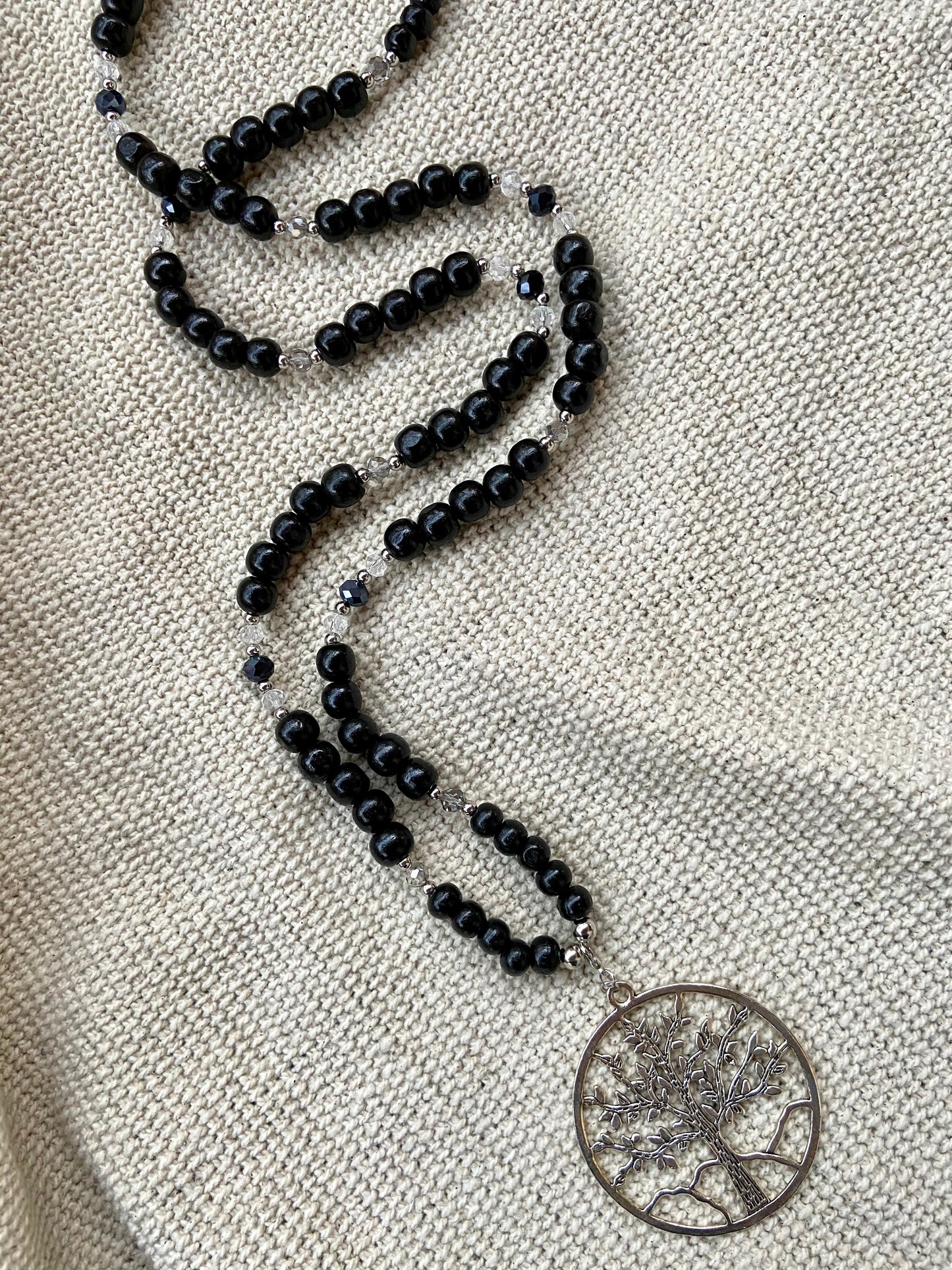 Sautoir pendentif Arbre de Vie argenté